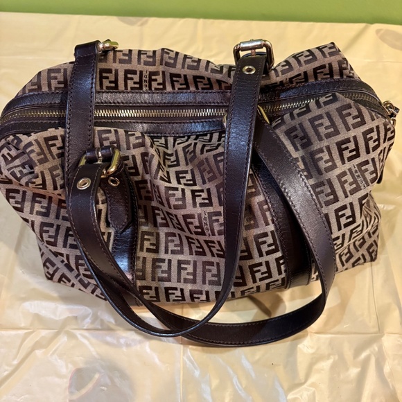 Authentic Pre-Owned Fendi Zucca Vintage Small Boston Canvas Handbag - Picture 3 of 5